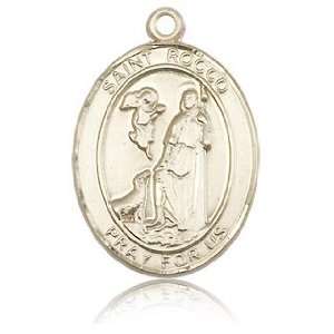  14kt Yellow Gold 1in St Rocco Medal Jewelry