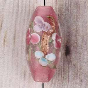 20pc Oval Egg Flower Lampwork Glass Beads D0073 11  