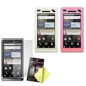 Two Silicone Cases / Skins / Covers (White, Light Pink) & LCD Screen 
