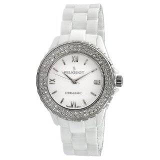   Swiss Ceramic Swarovski Crystal White Dial Watch Peugeot Watches