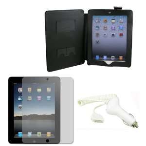  IPAD 2 black leather Case with horizontal viewing stand 