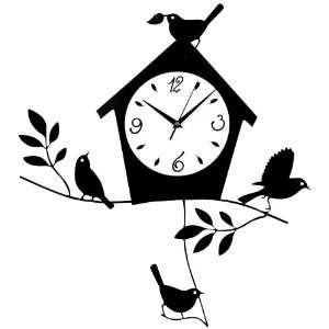  Birds and a Bird House 20 Wide Wall Clock: Home & Kitchen