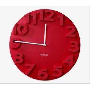   3D Big Digit Modern Design Wall Clock Home Decor(Red)