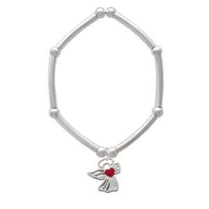  Lined Angel with Red Heart Tube and Bead Charm Bracelet 