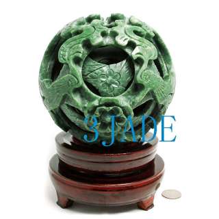 Hand Carved 8 layers Green Jade Puzzle Ball  