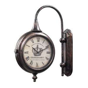   036 Antique Double Sided Wall Clock Clock Bute Bronze