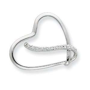 Sterling Silver CZ Heart Slide Pendant: Jewelry