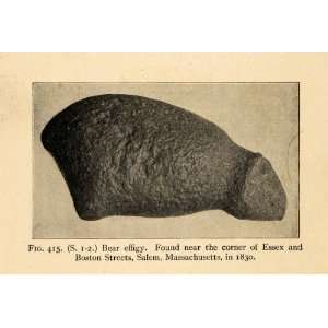  1910 Print Bear Effigy Archeology Massachusetts Prehistoric 