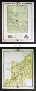 1875 Iowa Map Henry Louisa County Wapello Mt. Pleasant  