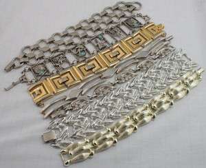 Assorted Wide Panel Bracelets Costume Lot Goldtone Silvertone 