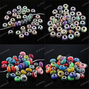 WHOLESALE MIXED POLYMER CLAY EUROPEAN BIG HOLE CHARM BEADS FINDINGS 