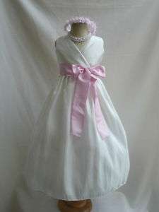 NEW IVORY PINK WEDDING PAGEANT FLOWER GIRL DRESS 1   14  