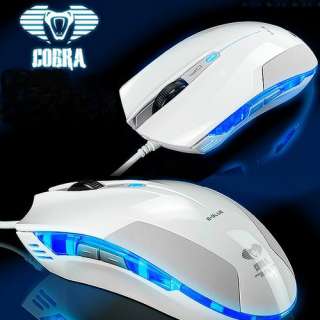 White 1600DPI Ergonomic Both handed Cobra 6 Buttons Optical USB Gaming 