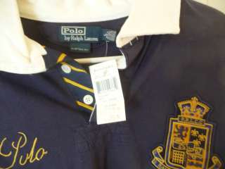 Ralph Lauren Polo Mens Rugby Shirt L Large gold Crest  