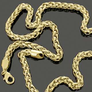 Mens 20 40 Inch 14k Gold Plated 6 mm Wheat Chain Classy Basket Rope 