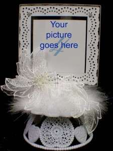 Personalize Picture Frame Wedding Cake Topper TOP White  