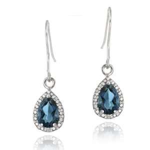 Sterling Silber 3 Karat London Blau Topas & Diamant Akzent Träne 