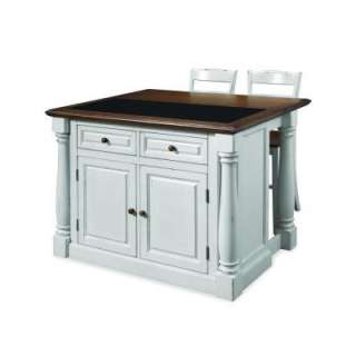 Home StylesMonarch Kitchen Island in White with Oak Top, Granite Inlay 