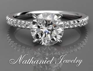 05 Ct Round Cut Certified F/VS2 Diamond Engagement Ring Pave 14k 