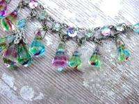 Vintage Art Deco Iris Rainbow Glass Necklace  