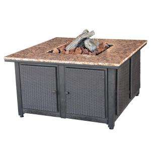 UniFlame Bronze and Granite LP Powered Faux Wicker Panels Firepit 