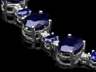 39500 CERTIFIED 14K WHITE GOLD 58CT SAPPHIRE 1.80CT DIAMOND NECKLACE 