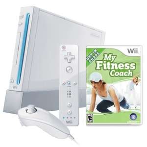 Nintendo Wii Fitness Bundle   Wii System, My Fitness Coach Wii Game 
