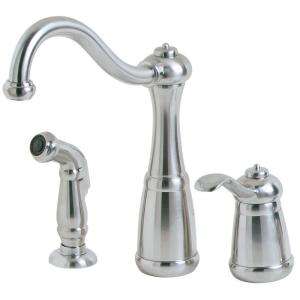   High Arc 4 Hole Kitchen Faucet with Side Spray in Stainless Steel