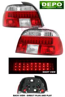 Brand New! Pair of BMW E39 5 Series Red & Clear LED Tail Lights by 