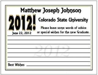 Graduation 2012 Wish Advice Cards Personalized Party Favors  