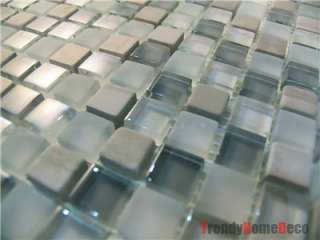 10SF   Earth Tone Gray Stone Mix Glass Mosaic Tile backsplash Kitchen 