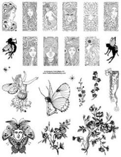 Fairy Mermaid Greenman Butterfly Domino RUBBER STAMPS  
