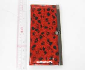 TT_028 New Fashion red sparkle wallet w black pattern stylish w metal 