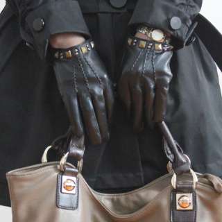   Fashion Rivet Gloves Genuine Leather Everyday Use Evening Party  