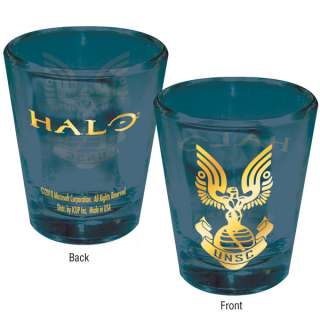 HALO War Game UNSC Logo Blue Colored ShotGlass, NEW UNUSED  