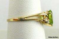 10ct Genuine PERIDOT & Diamond RING   14k Yellow Gold  