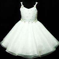Whites Xmas Pageant Flower Girls Tulle Dress Age 3 8T  