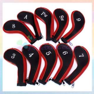 10pcs Golf Iron Club Set Putter HeadCovers Head Cover Case Kit  