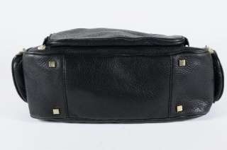   Olsen Black Leather 7 Compartment Doctors Bag Purse Goldtone Hardware