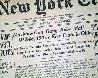 ALVIN KARPIS Garrettsville Train Robbery 1935 Newspaper  