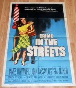 1956 CRIME IN THE STREETS 1 Sheet Movie Poster VG/FN  