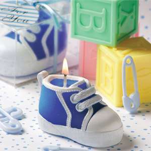 60)Blue Bootie Candle Favors Baby Shower Boy Shoe  