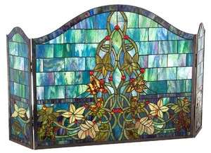 CASTLE WALL VINE FIRE PLACE SCREEN STAINED GLASS PANEL  