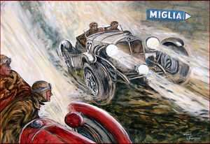 Mille Miglia 1931 R Caracciola Mercedes Gemälde Sporeni  