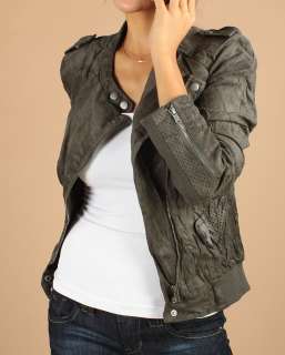 Boho Chic Asymmetric SUEDE Leather Perforated Biker Bomber Jacket 