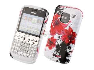 Red Flower Silicone Grip Case Cover For NOKIA E5  