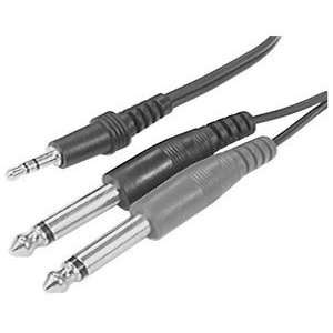  3.5mm Stereo Plug to Dual 1/4 Mono Y Plug Cable 
