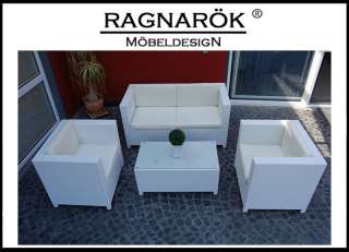 Sitzgruppe Gartenmöbel Poly Rattan Lounge Gruppe Tisch 2x Sessel 1x 