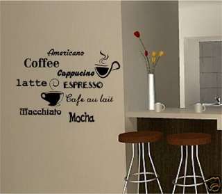 COFFEE CAFE VINYL WALL ART STICKER QUOTE KITCHEN  