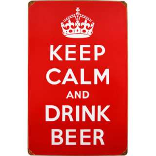 Keep Calm and Drink Beer Red Metal Home Bar Pub Sign  